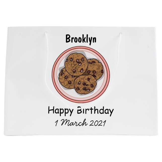 Chocolate chip cookie cartoon illustration large gift bag (Front)