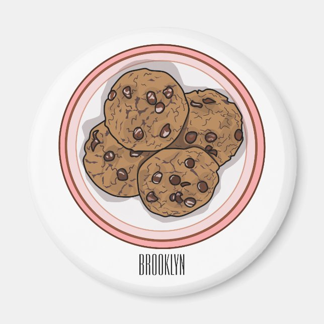 Chocolate chip cookie cartoon illustration  magnet (Front)