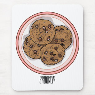 Chocolate chip cookie cartoon illustration mouse pad