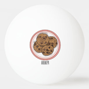 Chocolate chip cookie cartoon illustration ping pong ball