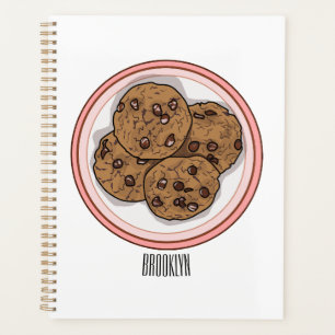 Chocolate chip cookie cartoon illustration planner