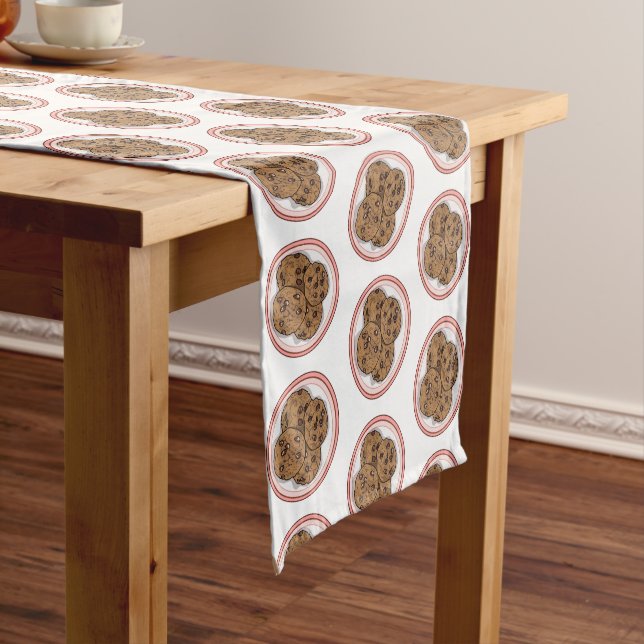 Chocolate chip cookie cartoon illustration  short table runner (In Situ)