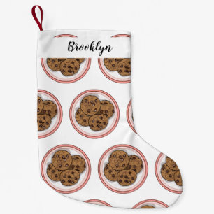 Chocolate chip cookie cartoon illustration small christmas stocking