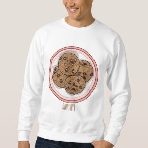 Chocolate chip cookie cartoon illustration  sweatshirt