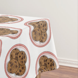 Chocolate chip cookie cartoon illustration tablecloth