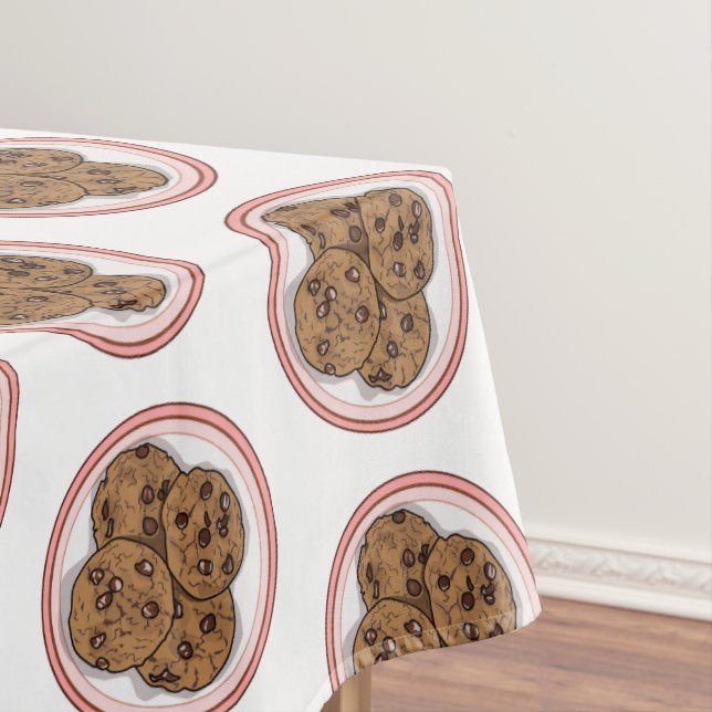 Chocolate chip cookie cartoon illustration tablecloth (In Situ)