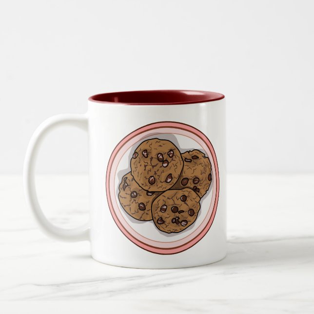 Chocolate chip cookie cartoon illustration  Two-Tone coffee mug (Left)