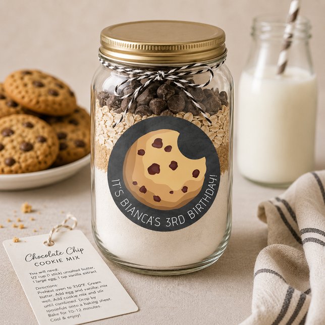 Chocolate Chip Cookie Chalkboard Birthday Sticker  (Favor Sticker)
