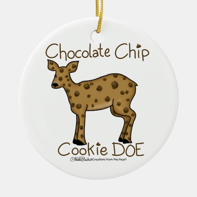Chocolate Chip Cookie Doe Ceramic Tree Decoration (Front)