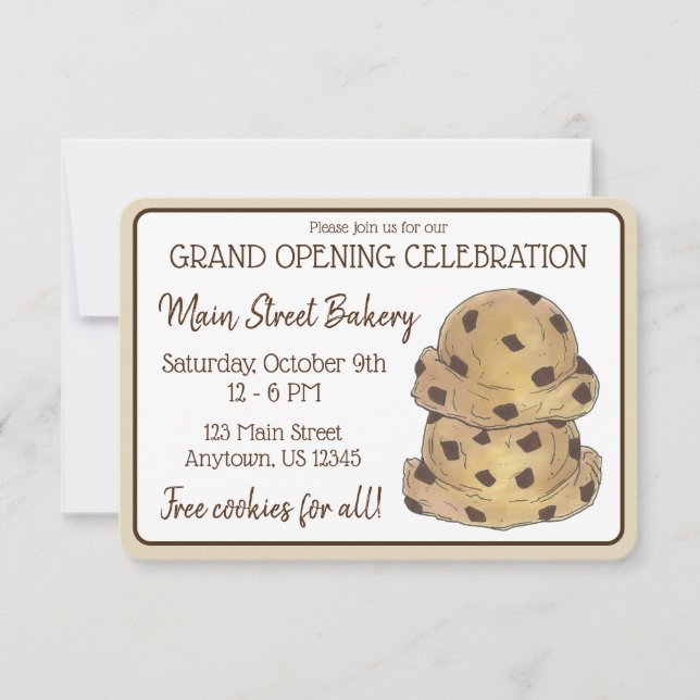 Chocolate Chip Cookie Dough Bakery Grand Opening Invitation (Front)