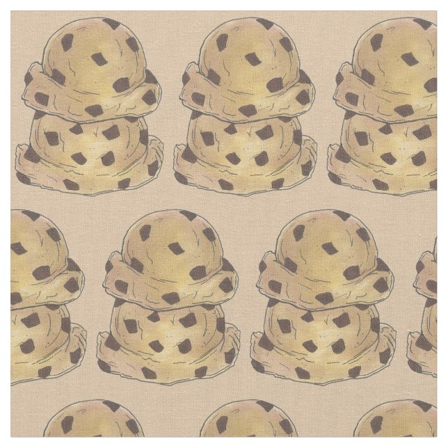 Chocolate Chip Cookie Dough Bakery Pastry Chef Fabric (Close Up)