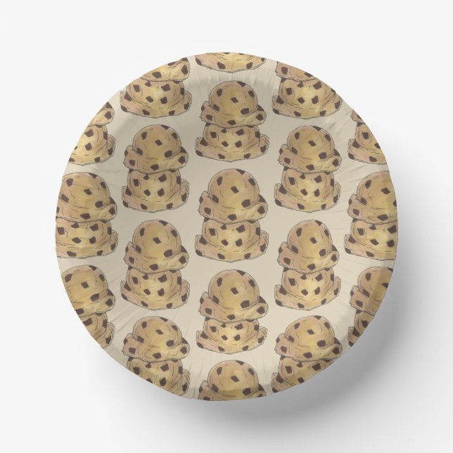Chocolate Chip Cookie Dough Bakery Pastry Chef Paper Plate (Front)