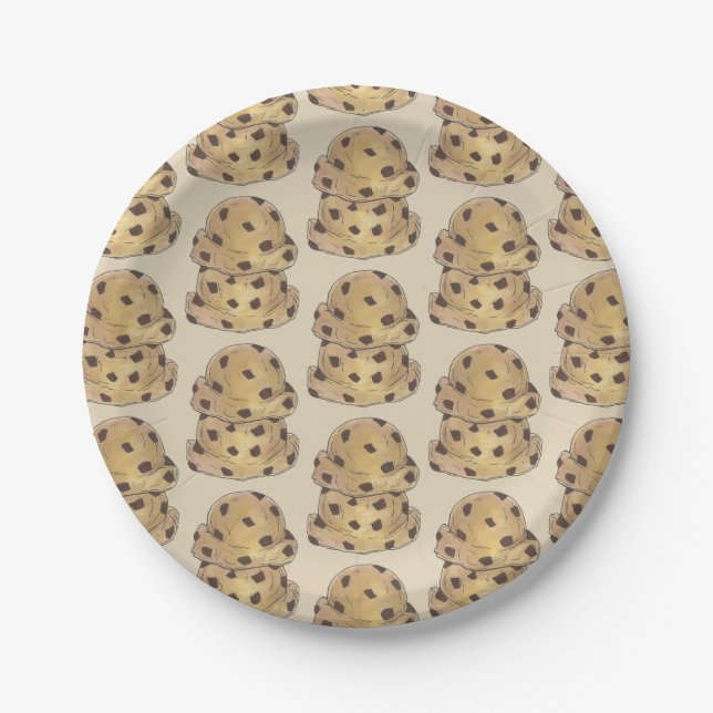 Chocolate Chip Cookie Dough Bakery Pastry Chef Paper Plate (Front)