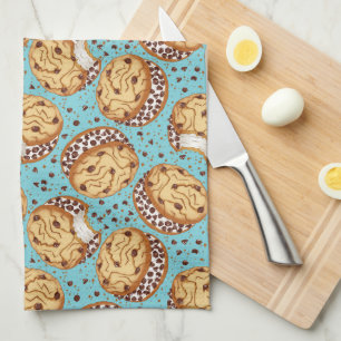 Chocolate Chip Cookie Ice Cream Sandwich Pattern Tea Towel
