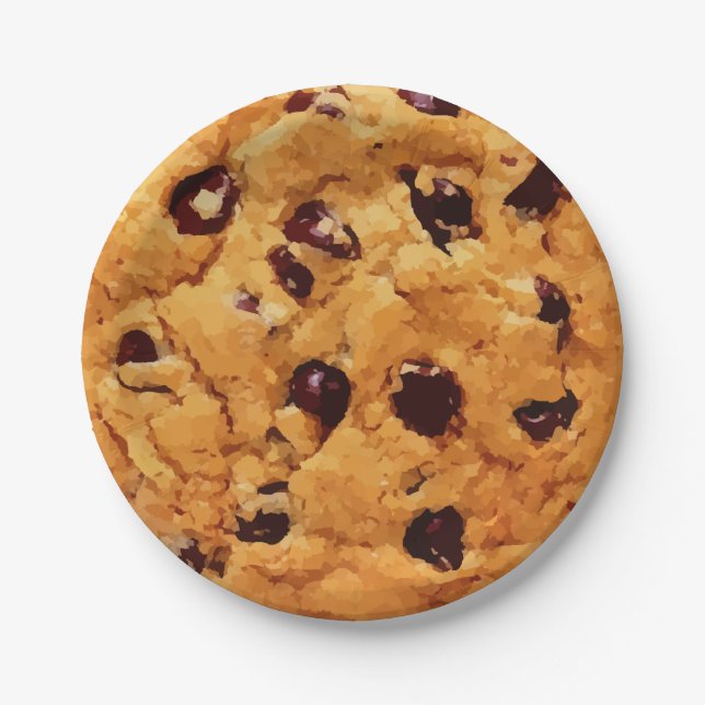 Chocolate Chip Cookie Image Paper Plate (Front)