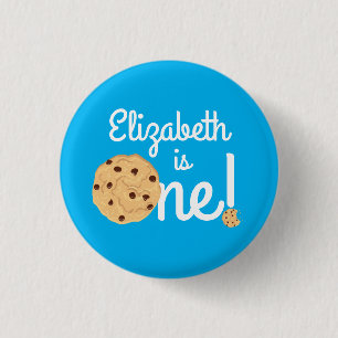 Chocolate Chip Cookie Kids 1st Birthday Party Blue 3 Cm Round Badge