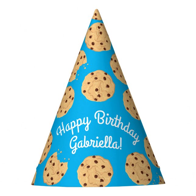 Chocolate Chip Cookie Kids 1st Birthday Party Blue Hat (Front)