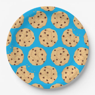 Chocolate Chip Cookie Kids 1st Birthday Party Blue Paper Plate