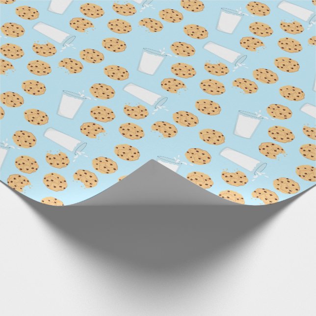 Chocolate Chip Cookie Kids 1st Birthday Party Blue Wrapping Paper (Corner)