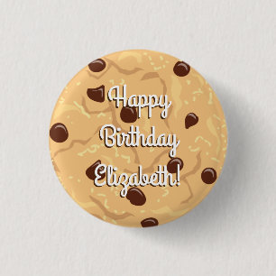 Chocolate Chip Cookie Kids 1st Birthday Party Pink 3 Cm Round Badge
