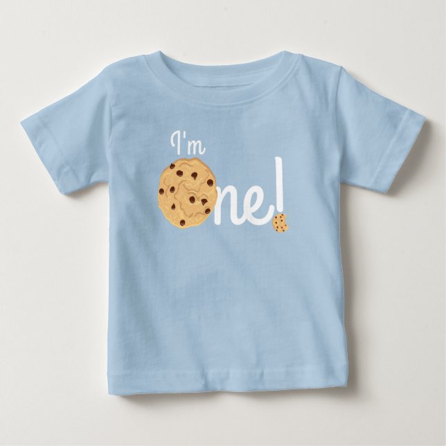 Chocolate Chip Cookie Kids 1st Birthday Party Pink Baby T-Shirt (Front)