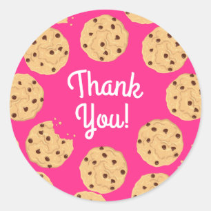 Chocolate Chip Cookie Kids 1st Birthday Party Pink Classic Round Sticker