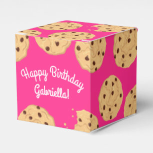 Chocolate Chip Cookie Kids 1st Birthday Party Pink Favour Box