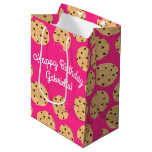 Chocolate Chip Cookie Kids 1st Birthday Party Pink Medium Gift Bag