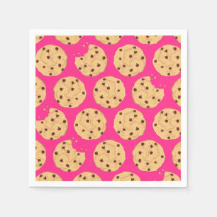 Chocolate Chip Cookie Kids 1st Birthday Party Pink Napkin