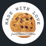 Chocolate Chip Cookie Made With love Classic Round Sticker<br><div class="desc">Made With love From The Kitchen Of Stickers-Chocolate chip cookie  decorates the personalised kitchen baking stickers.</div>