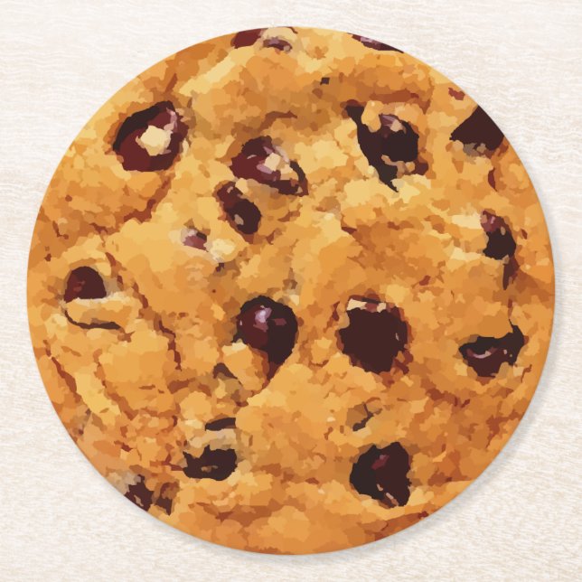 Chocolate Chip Cookie Round Paper Coaster (Front)