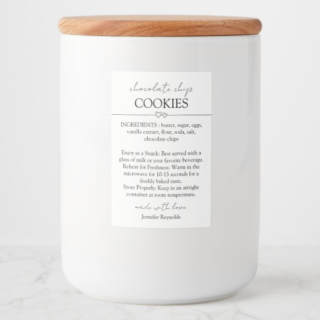 Chocolate Chip Cookie Simple Food Label (Front)