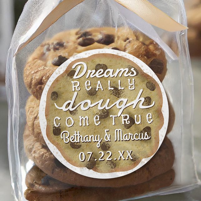 Chocolate Chip Cookie Wedding Favours Dreams Dough Classic Round Sticker (Creator Uploaded)