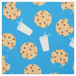 Chocolate Chip Cookies and Milk Cute Kids Fabric
