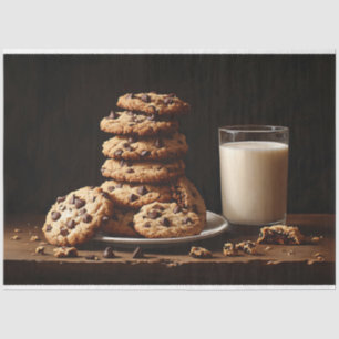 Chocolate Chip Cookies and Milk Decoupage Tissue Paper