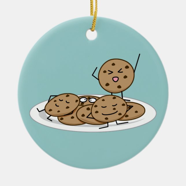 Chocolate Chip Cookies baked plate dessert Ceramic Tree Decoration (Front)