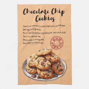 Chocolate Chip Cookies Baking Recipe Tea Towel