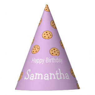 Chocolate chip cookies birthday purple party hat