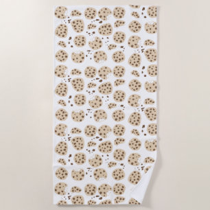 Chocolate Chip Cookies Pattern Beach Towel