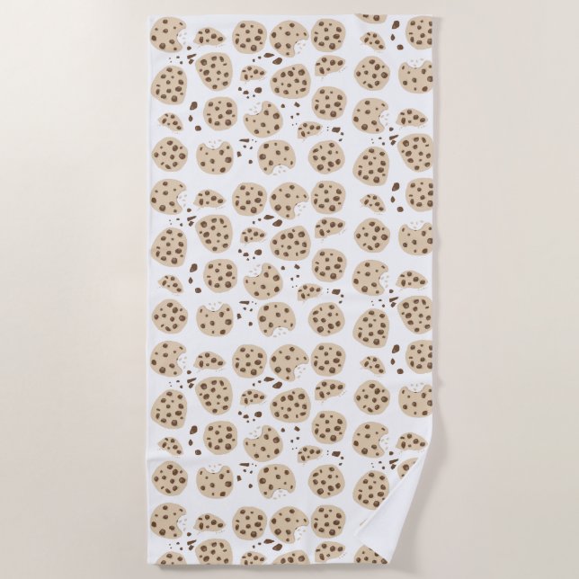 Chocolate Chip Cookies Pattern Beach Towel (Front)