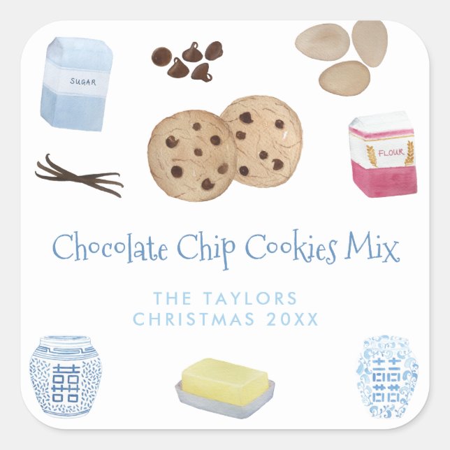 Chocolate Chip Cookies Recipe Mix DIY Gift Square Sticker (Front)