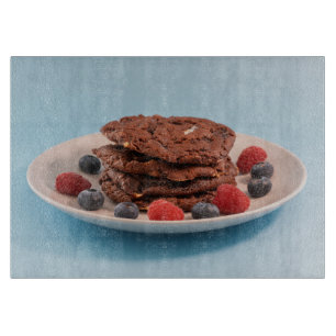 Chocolate Chip Cookies With Berries Food Photo Cutting Board