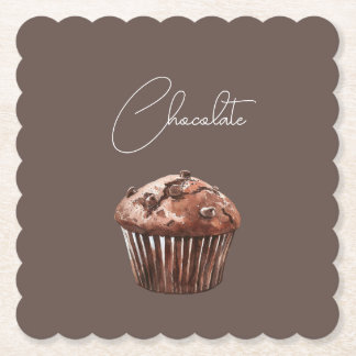 Chocolate Chip Muffin Cupcake Birthday Paper Coaster