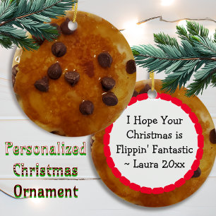 Chocolate Chip Pancakes with Syrup Christmas Ceramic Tree Decoration