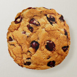Chocolate chips cookie round cushion