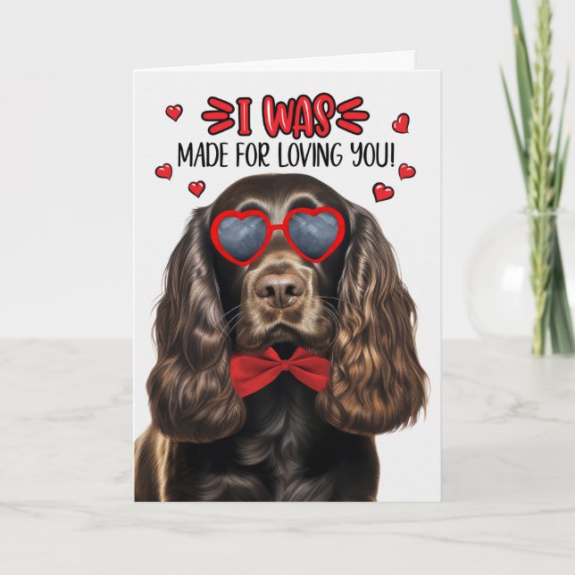 Chocolate Cocker Dog Made for Loving You Valentine Holiday Card (Front)