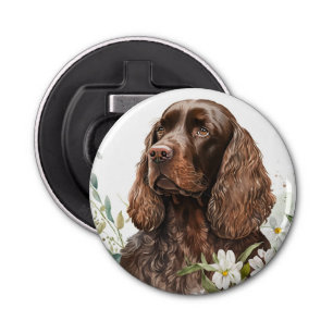 Chocolate Cocker Spaniel in Lilacs Bottle Opener