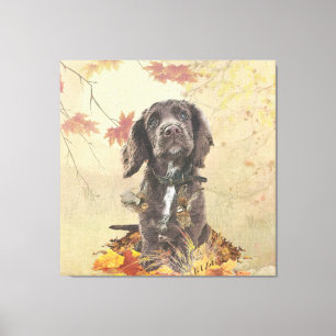 Chocolate cocker spaniel puppy canvas print