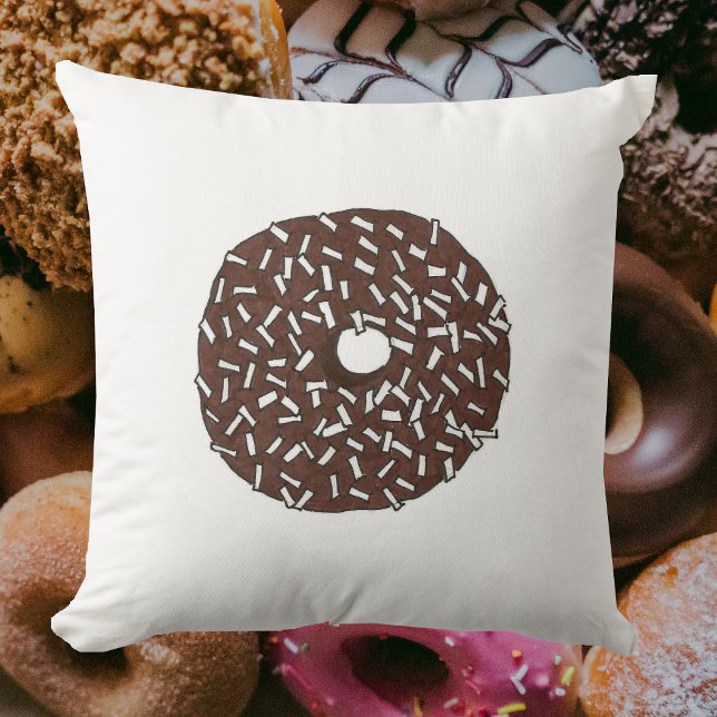 Chocolate Coconut Doughnut Doughnut Breakfast Food Cushion (Coconut donut pillow)