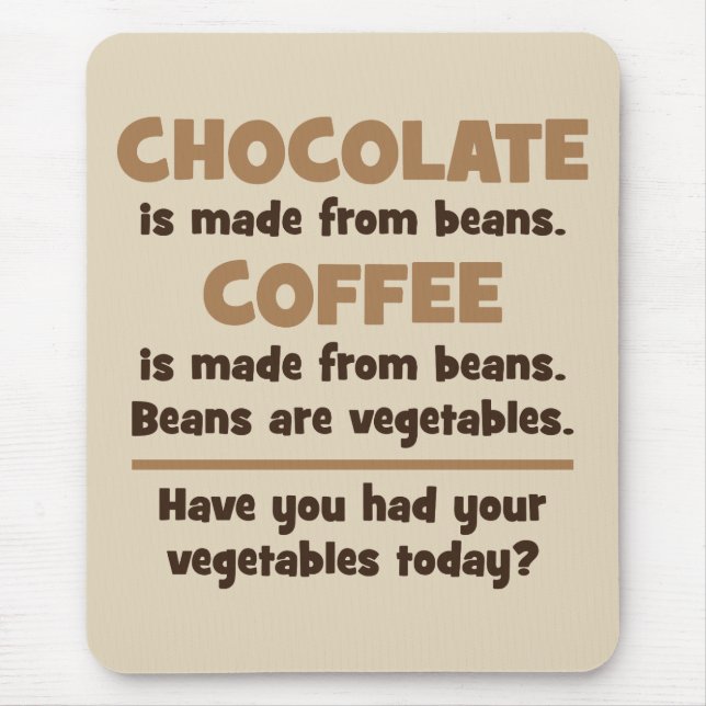 Chocolate, Coffee, Beans, Vegetables - Novelty Mouse Pad (Front)